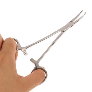 Pince à épiler hémostatique manuelle en acier inoxydable à pointe courbée, coudée et droite, avec verrouillage, pour usage général - Product Image 2