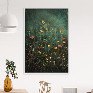 Impression sur toile de fleurs sauvages vintage : élégante décoration murale botanique pour la maison ou le bureau, toile encadrée blanche - Product Image 1