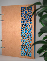 Couverture de carnet Delarchi en imitation bois poli, motif décoratif vectoriel, forme personnalisable, thème planète spatiale