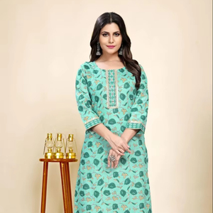 Latest Designer Heavy Cotton Printed Kurta-Bottom Set by FabZone Indian & Pakistani Clothing - Product Image 1