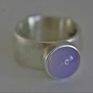 Anillo de Calcedonia azul de Plata de Ley 925, anillo hecho a mano de agua con piedras preciosas delicadas, anillo elegante para el dedo del pie, regalo para ella - Product Image 1