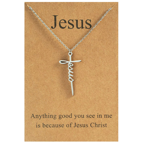 Collier Croix en Acier Inoxydable GIVELUCK, Cadeaux de Foi Chrétienne Religieuse avec Carte <span class=keywords><strong>Message</strong></span> Personnalisée, Activité d'Église - Product Image 3