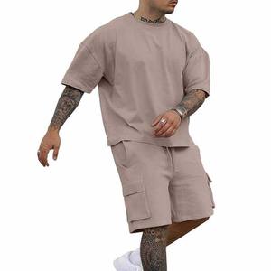 T-shirt à manches courtes de couleur unie pour l'été, 6 poches, ensemble de basket-ball décontracté, deux pièces, respirant, confortable et décontracté. - Product Image 6