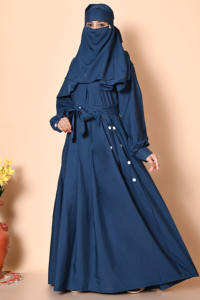 Burqa en coton mélangé avec Hijab assorti Vêtements islamiques modestes pour les femmes musulmanes Robe longue style Dubaï Robe Abaya Outfit - Product Image 4