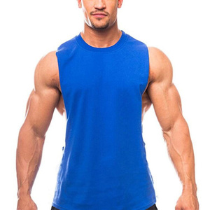 T-shirt de sport basique pour homme, grande taille, débardeur de musculation, débardeur de fitness personnalisé avec motif de logo, tissu tricoté - Product Image 4