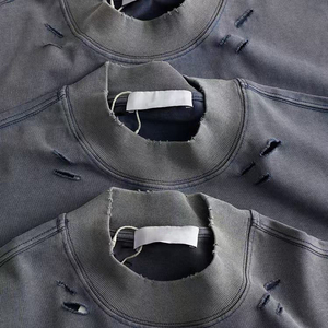 T-shirt homme 425 g/m² col rond côtelé large 4 cm, manches courtes, 100 % coton, délavage vintage, effet vieilli, grammage lourd - Product Image 1