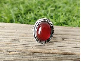 แหวนพลอยโอนิกซ์สีแดงทำด้วยมือแหวน925สเตอร์ลิงเงินสไตล์ Boho เครื่องประดับผู้หญิงหรูหราขายส่ง - Product Image 2