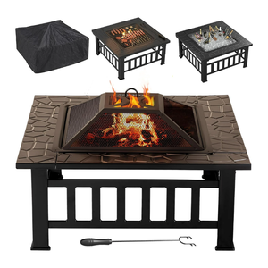 Fogata de acero inoxidable cuadrada 3 en 1 personalizada para jardín, patio, brasero de metal al aire libre para parrillas de barbacoa y chimeneas - Product Image 1