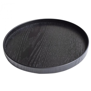 Customized Wooden <b>Tray</b> Set in Elegant <b>Black</b> Color with Round Shape and Modern Design Ideal for <b>Serving</b> and Home Decor - Product Image 1