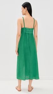 Boho ชุดเดรสยาวคลุมเข่าผ้าลินินสำหรับผู้หญิง, ชุดเดรสแม็กซี่ทรงหลวมเปิดหลัง - Product Image 3