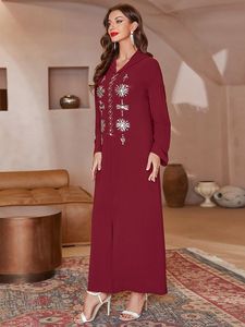 Caftán Islámico de Manga Larga para Mujer, Color Sólido, Vestido Maxi Abaya, Tejido Nida, Talla Personalizable, Estilo Tradicional de Dubái - Product Image 4