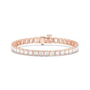 7.56 Carat Emerald Cut E-F/VVS-VS Moissanite Diamond Bezel Tennis Bracelet pour Femme Fabriqué en Platine Unique pour Elle - Product Image 2