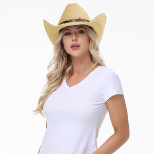 Sombrero de Vaquero Beige de Paja al por Mayor a Precio Económico, Sombrero de Vaquera, Sombreros de Vaquero Occidentales para Mujer/Hombre/Paja Ancha con Ala Moldeable - Product Image 5