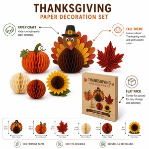 Thanksgiving Party Decorations Turkey Pumpkin Hanging Swirls Table Decor Set <b>Paper</b> Fall Harvest Party Supplies Wholesale - Product Image 5