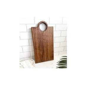 Tabla de cortar redonda de madera con mango de acero para cocina, hogar y restaurante, disponible - Product Image 2