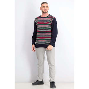 Maglione con Cappuccio da Uomo Blu Navy con Motivo Fair Isle, Impermeabile, 100% Cotone, Lavabile in Lavatrice, Taglia 2 Extra Large, Traspirante, con Stampa Frontale - Product Image 3