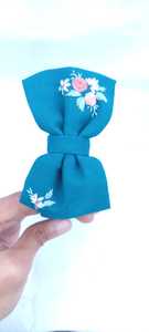 Custom Made Handmade Embroidered Hair <b>Bows</b> Linen Fabric Hair Accessory for Stores - Product Image 2