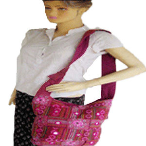 Bolso de mano étnico de hombro de algodón cruzado con bordado bohemio para mujer de alta calidad diseño personalizable geométrico multicolor todo - Product Image 1