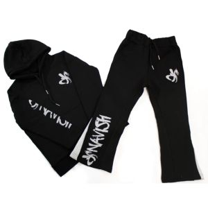 Conjunto Deportivo de 2 Piezas para Niñas, Pantalones Acampanados de Poliéster, Traje Deportivo para Niñas, Conjunto de Jogger para Niños - Product Image 3