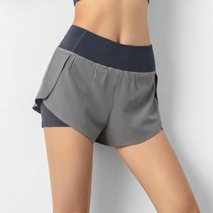 Nuevos pantalones cortos de mezclilla de cintura media para mujer, secado rápido, transpirable, entrenamiento atlético, doble capa, ropa de Fitness y Yoga, bolsillos lavados - Product Image 2