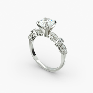 Anillo de Compromiso Clásico con Diamante Moissanite Redondo, Plata 925 con Acabado en Rodio, Engaste de Garras, Joyería para Mujer - Product Image 4