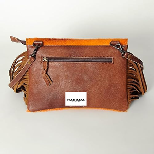 Pochette à pompon en cuir véritable faite à la main avec fermeture de couverture Design sculpté Choix de couleurs multiples - Product Image 5