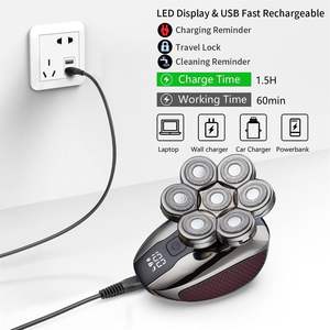 Rasoir électrique sans fil étanche avec tête détachable, tondeuse à joues IPX7 USB pour hommes chauves, pour le soin du visage et du corps, idéal pour les camping-cars - Product Image 1