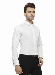 <b>Mens</b> <b>White</b> Formal Cotton <b>Shirt</b> <b>Long</b> <b>Sleeve</b> Business <b>Shirt</b> with Tailored Fit for Corporate and Office Use Available for Sale - Product Image 3