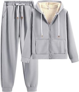 Ensemble de Sport Tendance pour Femme en Polaire Doublée pour l'Hiver, Survêtement Coupe Ajustée avec Sweat à Capuche et Pantalon de Jogging - Product Image 3