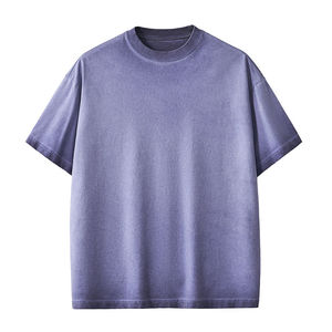 T-shirt vintage personnalisé délavé à l'acide pour homme, 220 grammes, motif uni, logo frontal, style streetwear vieilli - Product Image 2