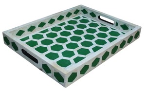 Plateau d'incrustation d'os élégant fabriqué à la main à la demande pour décor de table basse et service disponible chez Wholesale Supply - Product Image 2