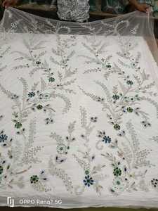 Tissu perlé de luxe de haute qualité avec Zircon fait à la main 100% Polyester meilleur prix exportation du fournisseur indien pour la fabrication de vêtements - Product Image 6