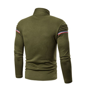 Sweat-shirts et pulls d'hiver pour hommes, sweat-shirt décontracté avec fermeture éclair sur le devant, design uni brodé, rayé, mélange polyester/coton - Product Image 6