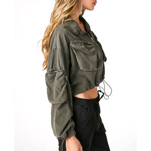 OEM Service Top Selling <b>Women</b> Cropped <b>Jacket</b> / New Winter Collection Plain Blank Plus Sizes Crop Top <b>Jacket</b> for <b>Women</b> - Product Image 2