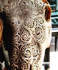 Crânes de buffle et de bélier artisanaux avec cornes Décoration murale et support artisanal exquis avec élégance culturelle - Product Image 2