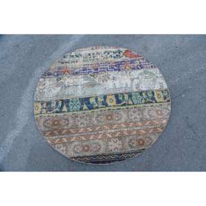 พรมสีฟ้าสไตล์โบฮีเมียนสไตล์วินเทจขนาด4.2 x 4.2ft กิโลกรัมตัวต่อขนาดใหญ่ทรงสี่เหลี่ยมผืนผ้าดีไซน์ขนแกะสำหรับห้องโถงห้อง - Product Image 3