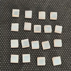 Натуральный Белый druzy 5x5 мм квадратный плоский druzy Кристалл из агата 0,93 cts свободный драгоценный камень для изготовления ювелирных изделий поставка druzy Камни