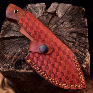 Cuchillo de Hoja Fija de Acero 12c27 de 6 Pulgadas, Estilo Nórdico, Forjado a Mano, Grado Industrial, Mango de Madera, Funda Vertical de Cuero, OEM, Full Tang - Product Image 6