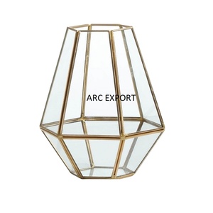 Modern Gold Wire Metal Copper Antique <b>Glass</b> Table Decoration Fancy <b>Lantern</b> Unique & Fancy <b>Lantern</b> Wedding Decor Accessories - Product Image 1