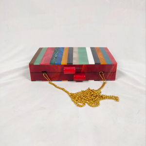 Customized Artistic Resin Sculpture Clutch for Women and <b>Girls</b> Hand-painted Design Fashion Lady Box Clutch <b>Purse</b> - Product Image 1