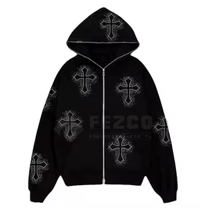 Producto en línea de alta calidad Nuevo artículo Hombres Rhinestone Sudadera con capucha Ropa de moda Ropa cómoda Sudaderas con capucha de diamantes de imitación - Product Image 1