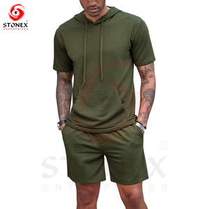 ชุดวอร์มกางเกงขาสั้นสำหรับผู้ชายชุดวอร์ม2ชิ้นชุดวอร์มสีพื้นชุดวอร์มเล่นกีฬาฤดูร้อน - Product Image 1