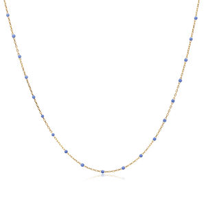 Collier chaîne tendance plaqué or avec design émaillé violet clair, fait main, vente en gros, bijoux turcs en argent sterling 925 - Product Image 1