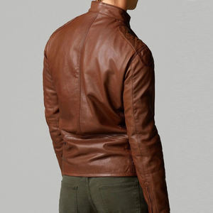 Chaqueta de cuero suave para hombre, clásica, atemporal, de piel de vaca de alta calidad, elegante y cómoda chaqueta de cuero marrón - Product Image 4