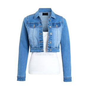 แจ็กเก็ตยีนส์ฟอกกลับได้ทรงสลิมฟิตของผู้หญิงแจ็กเก็ตยีนส์ขนาดใหญ่พิเศษพิมพ์ลายแฟชั่นฤดูหนาว - Product Image 1