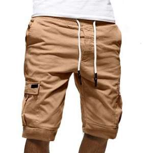 2025 <b>Men's</b> <b>Elasticated</b> <b>Waistband</b> Fleece <b>Shorts</b> High Quality Cotton Breathable Workout Cargo with Solid Pattern OEM Service - Product Image 2