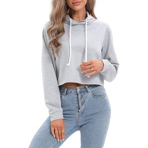 Custom Women's Winter Knitted Hooded Crop Top Hoodie Casual Oversize Pullover 100% Cotton casual - Product Image 6