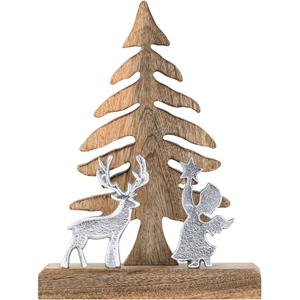 Estatua decorativa de estrella de aluminio moderna con base de madera de mango, figurita de estrella de Metal hecha a mano, Juego de 2 para decoración de Mesa del hogar - Product Image 5