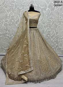 ชุดแต่งกายต้อนรับนักออกแบบสวม lehenga choli กับงานด้ายหลาย - Product Image 6