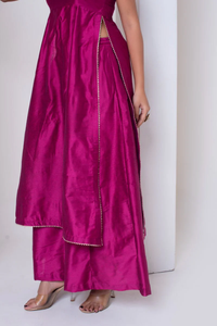 Ghazal raani ชุดลำลองผ้าไหมคอตตอนสีชมพูแบบลำลองมีขอบผ้าโปร่งมีขอบระบายอากาศและรอบเอวตามธรรมชาติ - Product Image 3